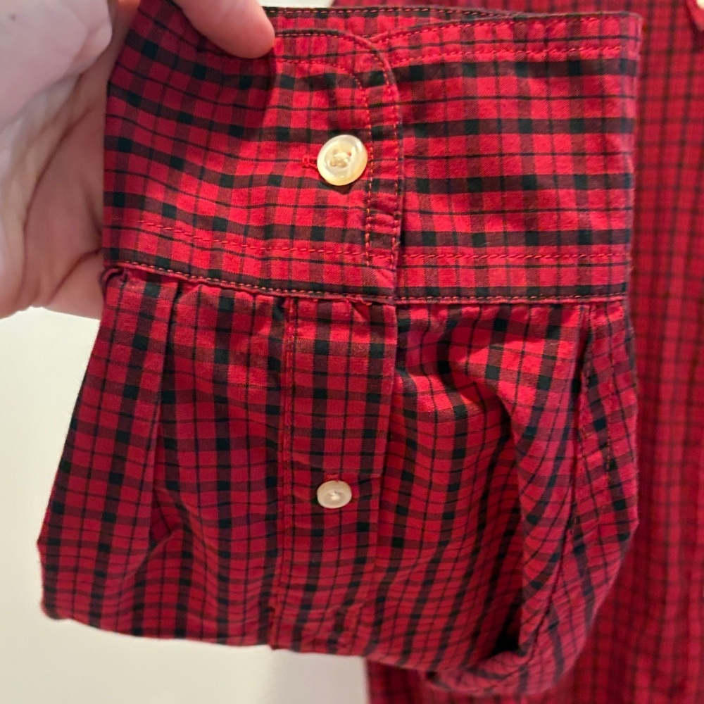 Chaps Men's Burgundy Checkered Button Down Shirt - Picture 4 of 5
